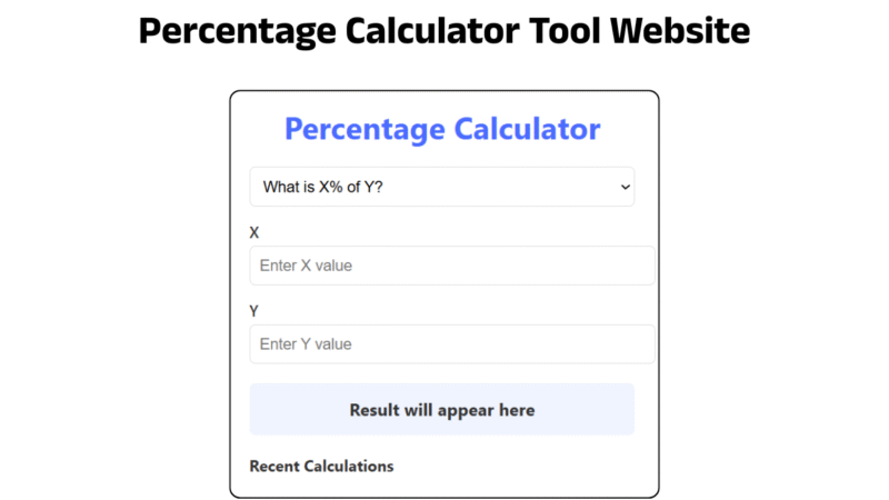 Percentage Calculator Tool Website
